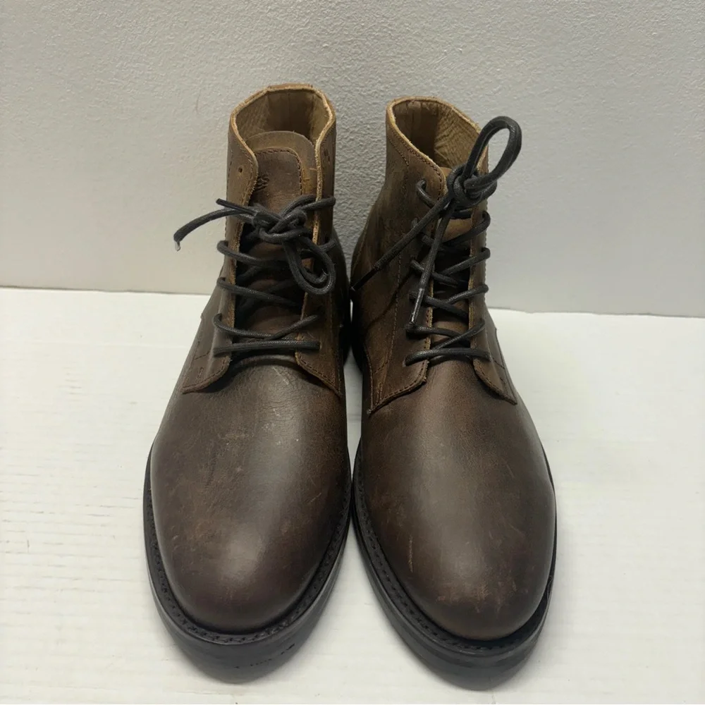 NWOT Rhodes Footwear The Dean Boot Lace Up Leather Brown Sz 9.5